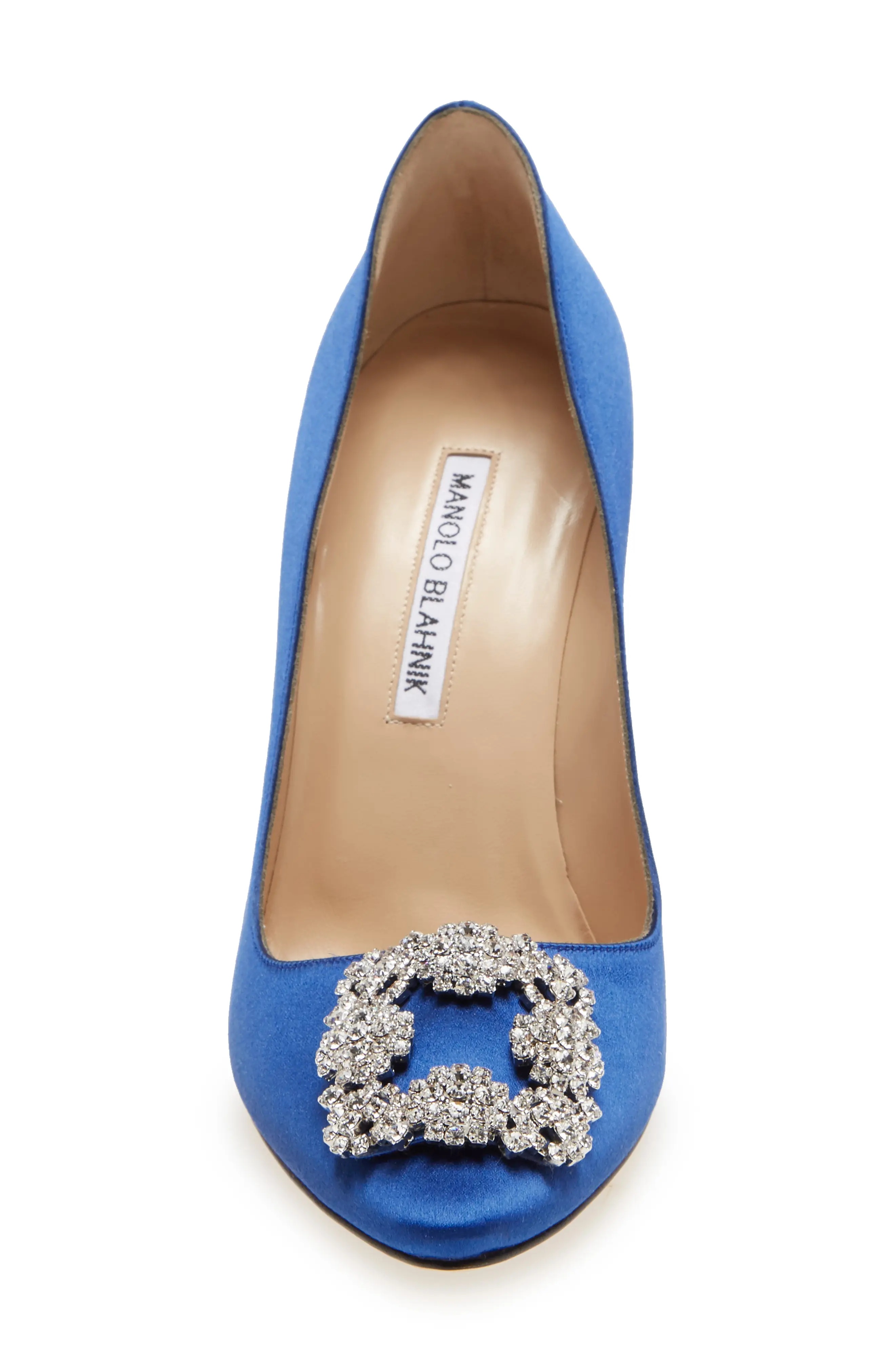 Hangisi Pointed Toe Pump in Blue Satin/Clear - 4