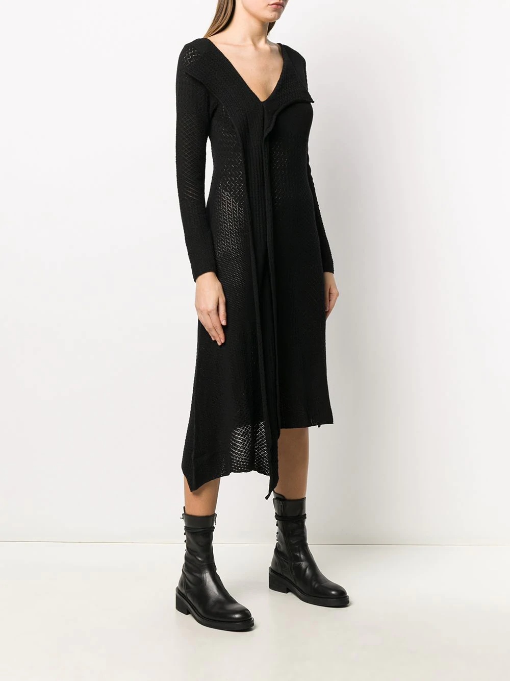 asymmetric hem knitted dress - 3