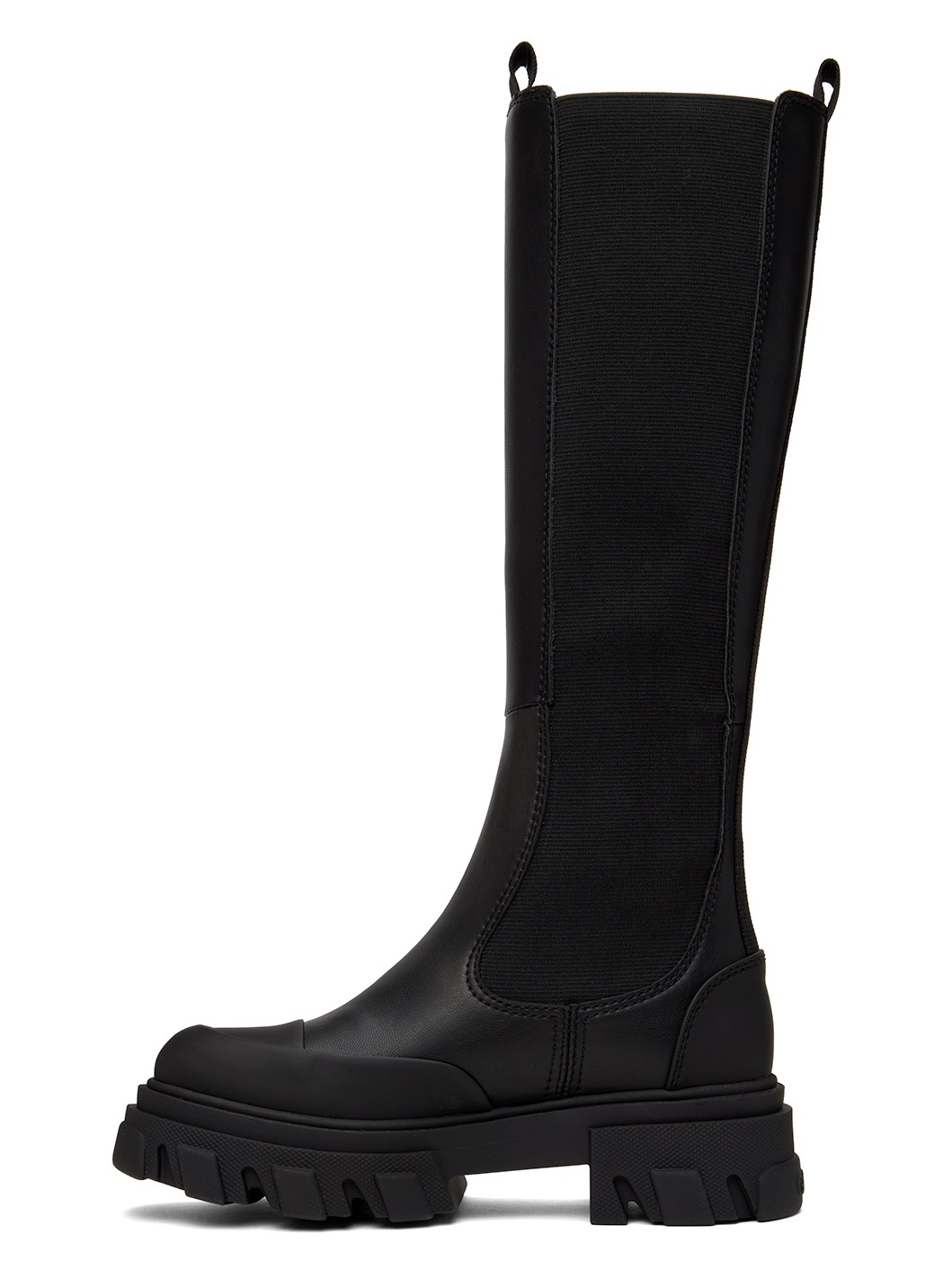 Black Stitch Cleated High Chelsea Boots - 3