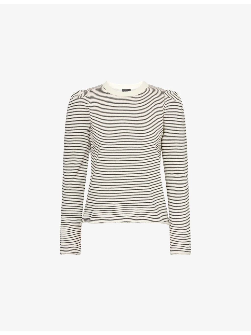 Pinstripe Puff-Sleeve Cotton Sweatshirt - 1