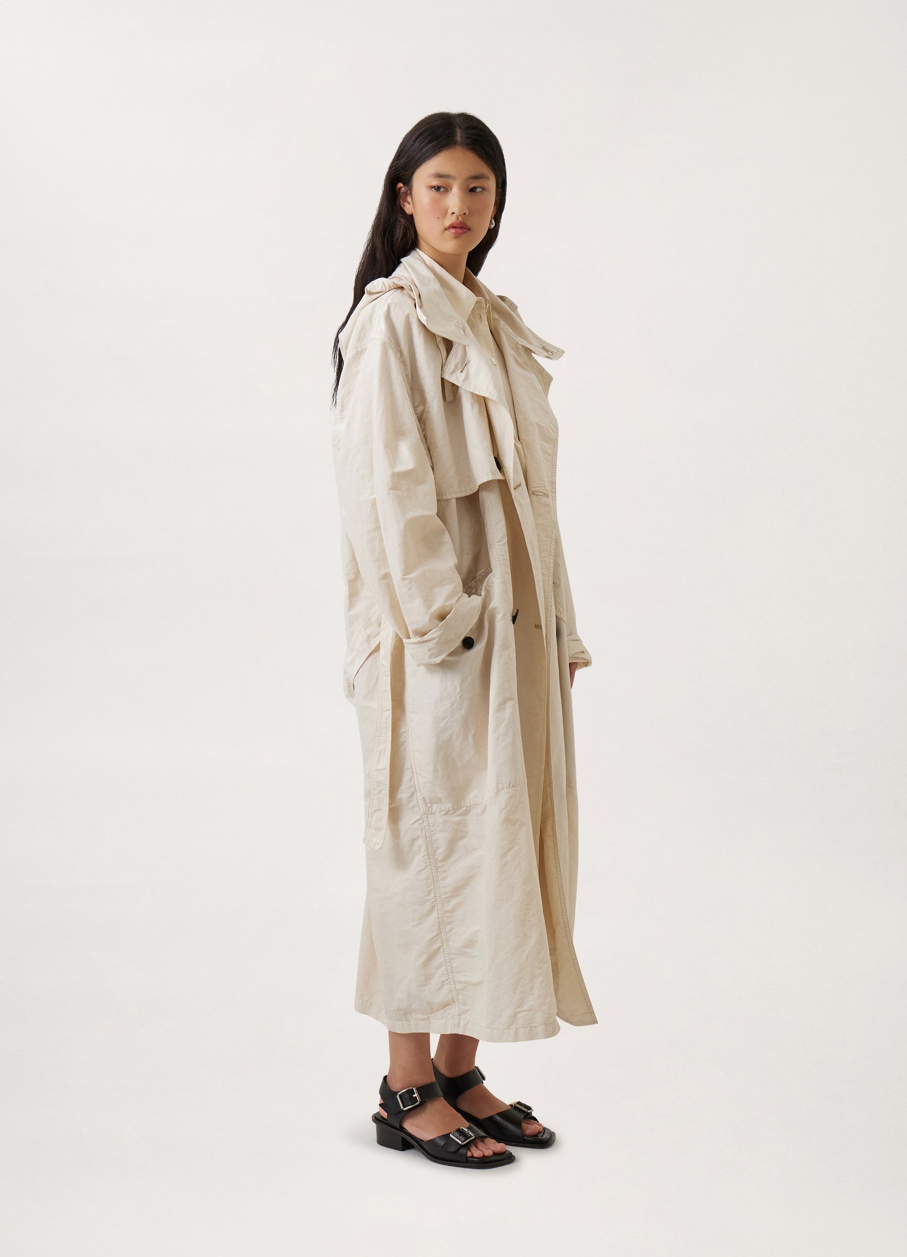 HOODED DOUBLE BREASTED PARKA
POLYAMIDE LINEN COTTON - 4
