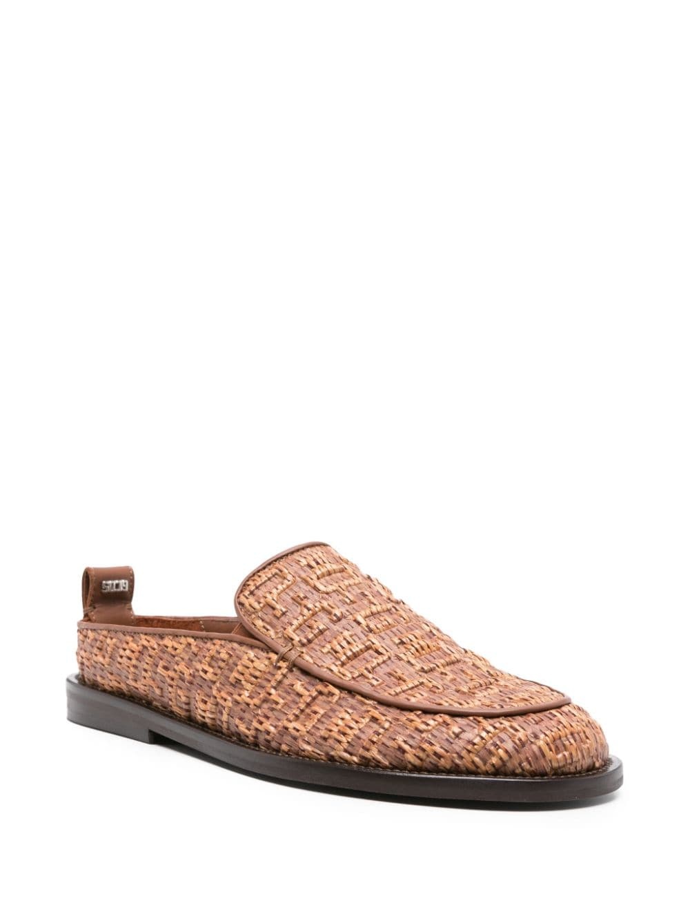 monogram-embossed raffia mules - 2