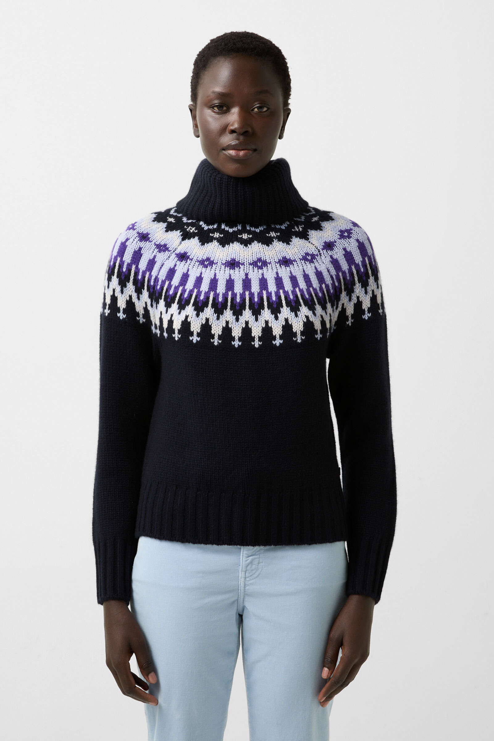 Norwegian pullover Ingrid in Navy blue/off-white/purple - 2