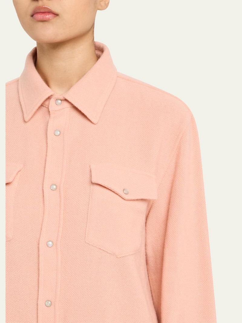 God’s True Cashmere Peach Blush Cashmere Button-Down Shirt outlook