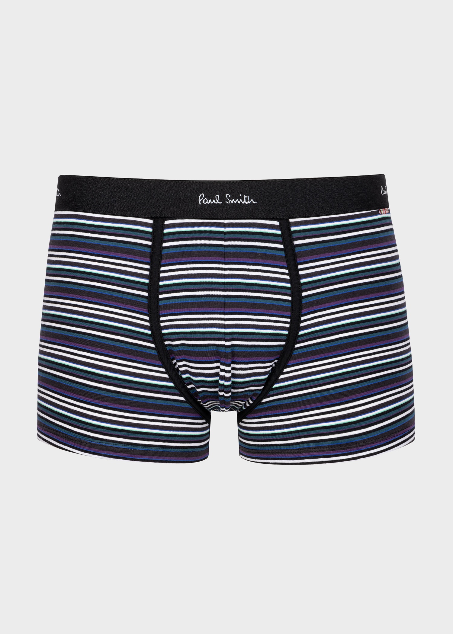 Black Gradient Purple Stripe Low-Rise Boxer Briefs - 1