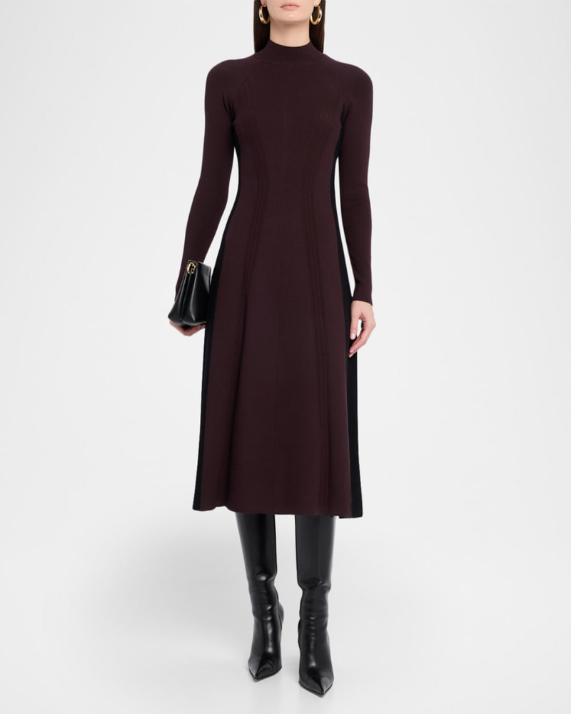 REISS Zaya Contrast-Panel Knit Midi Dress outlook