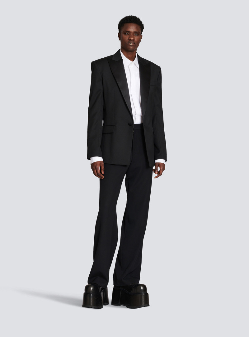 Wool blazer with satin collar 3