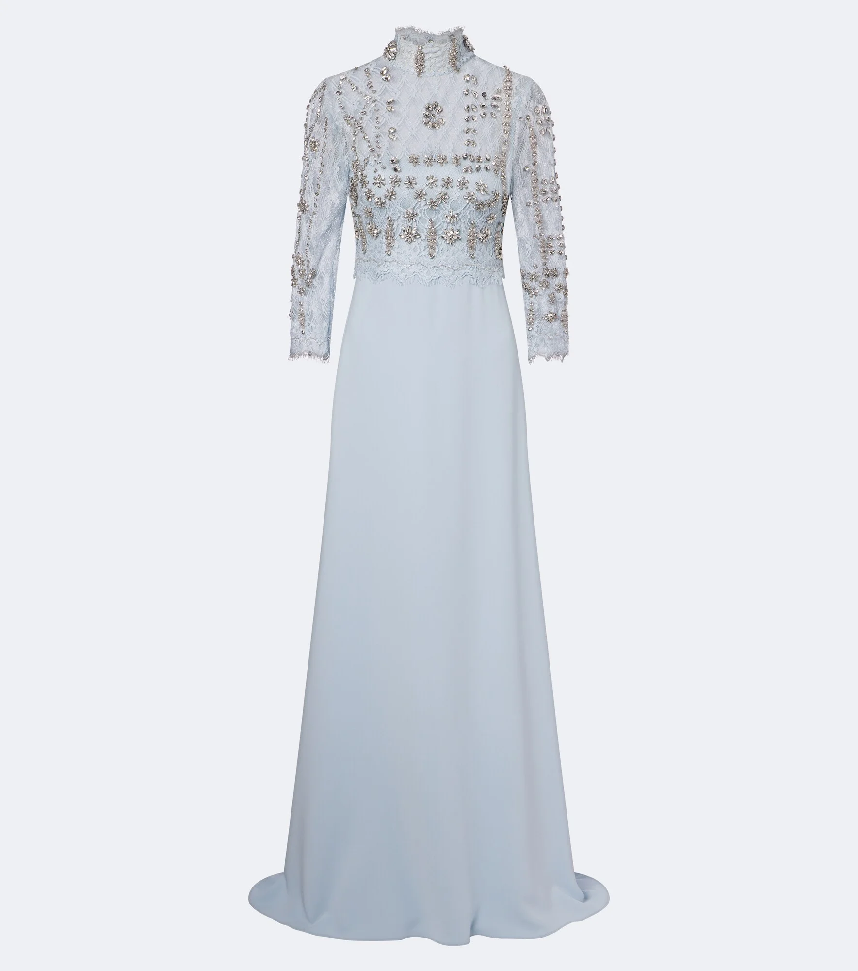 Brona embellished lace-paneled crêpe gown - 1