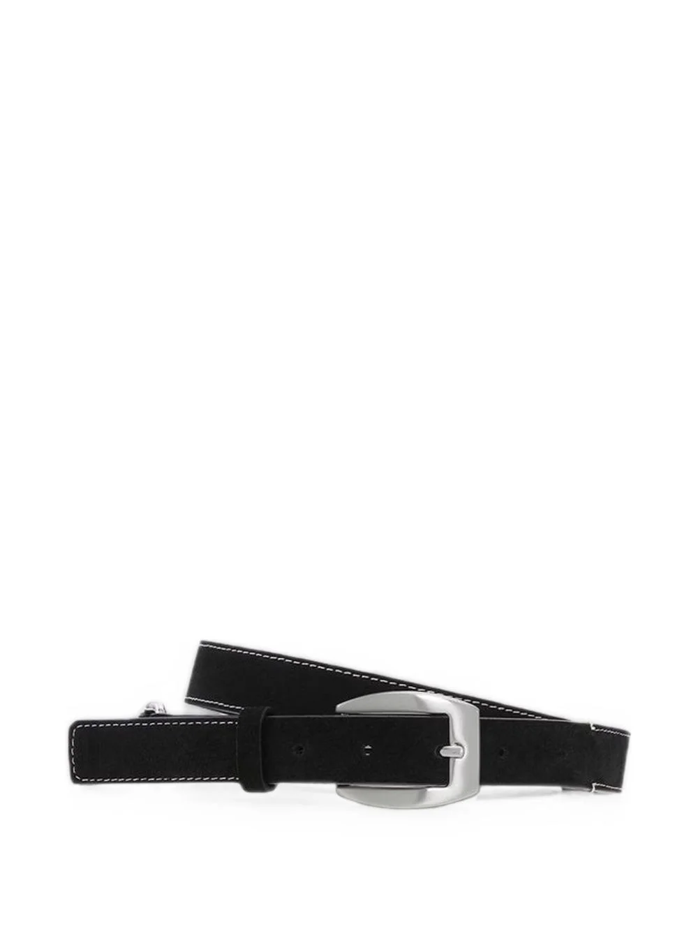 Dual contrast-stitch suede belt - 1