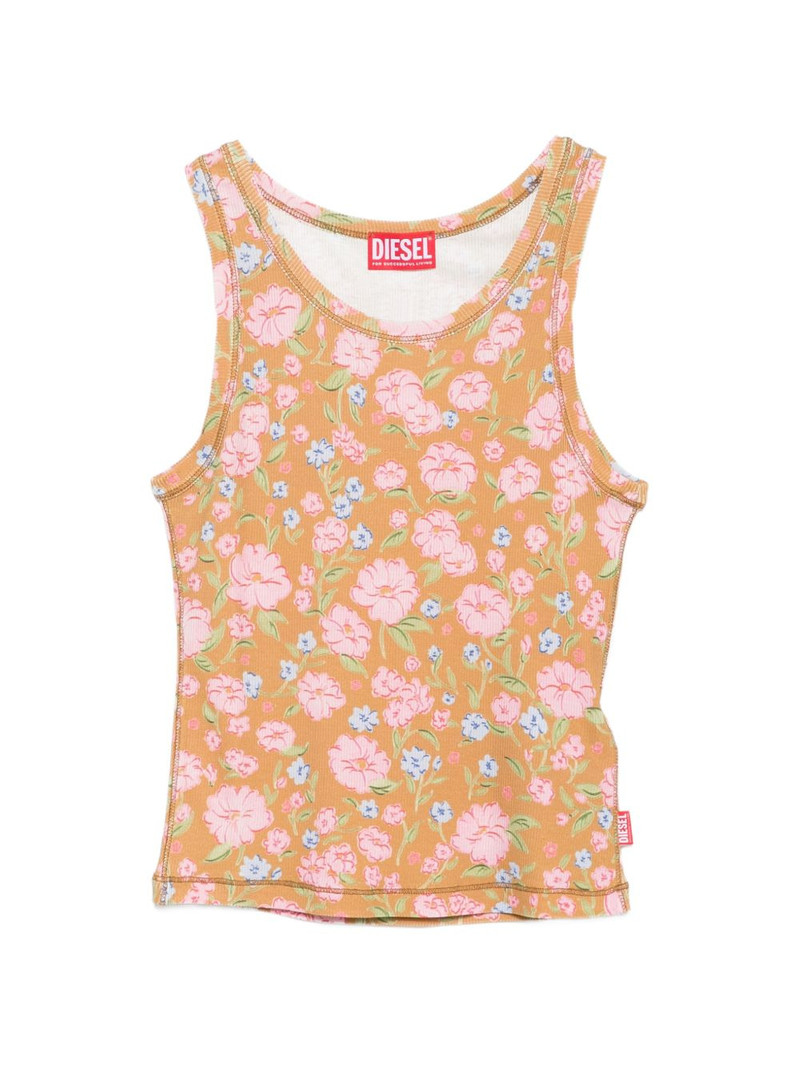 floral print ribbed top 1