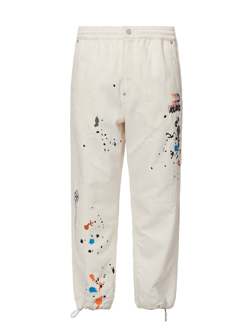 Paint Splash Print Monogram Denim Pants 8