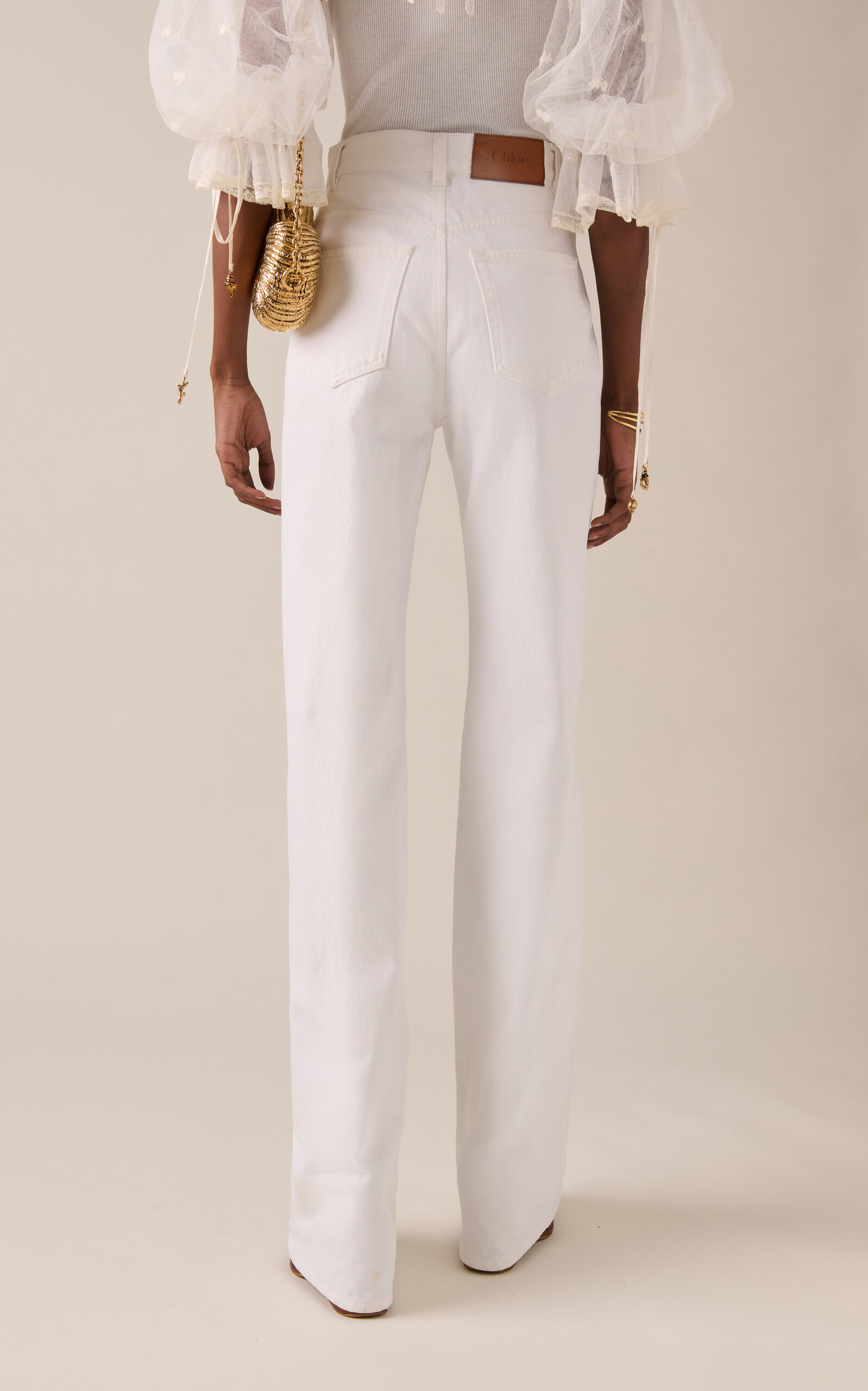 Rigid High-Rise Organic Denim Flared Jeans white - 4