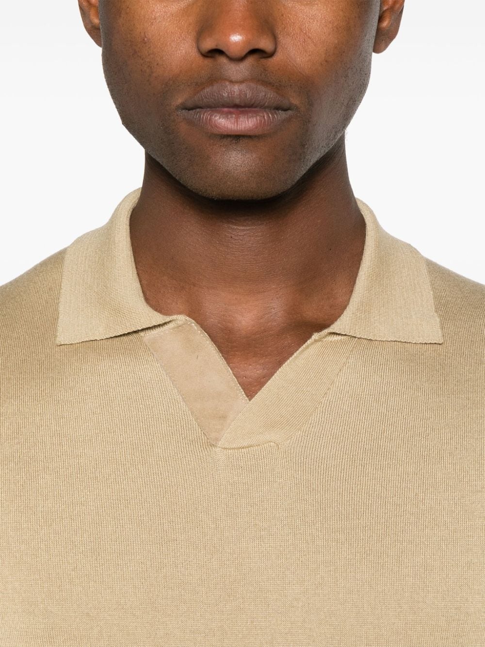 split-neck fine-knit polo shirt - 5
