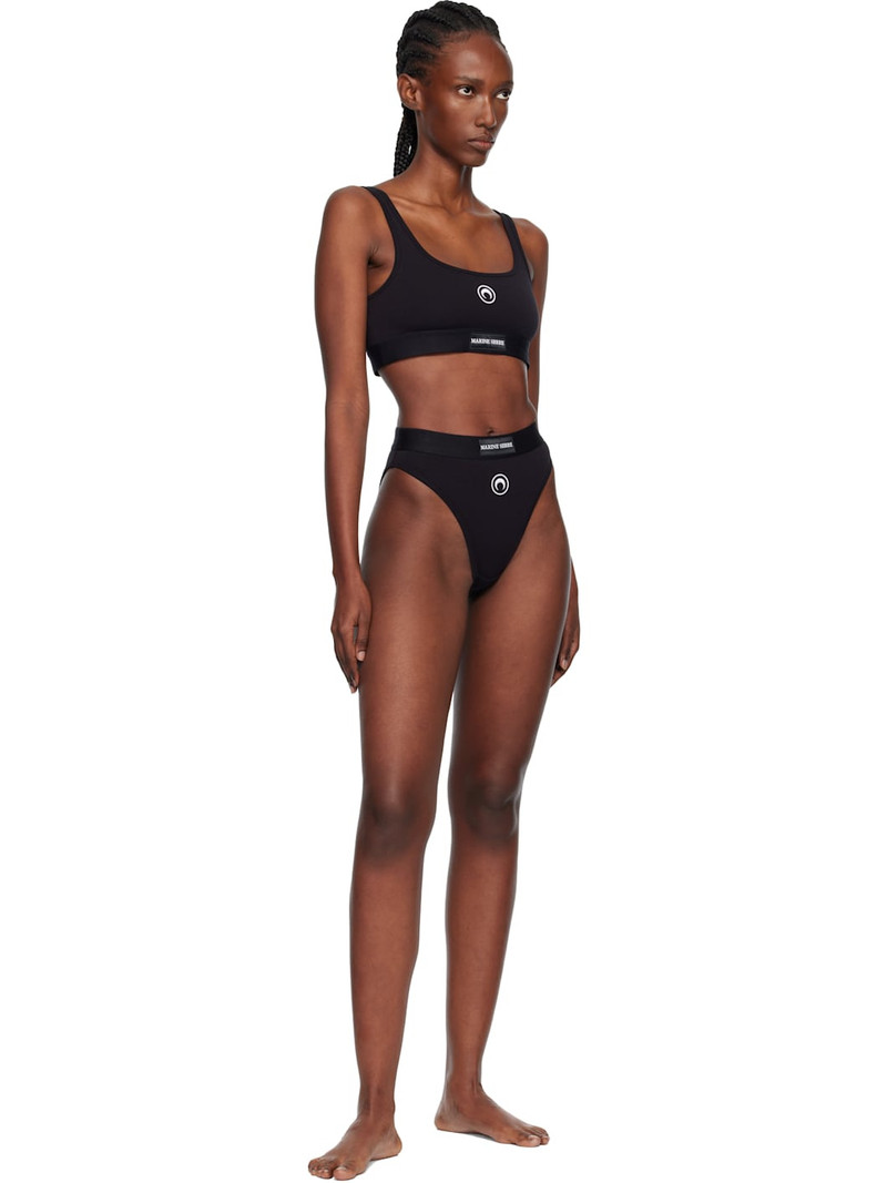Marine Serre Black Moon Logo Stretched Jersey High-Waist Briefs outlook