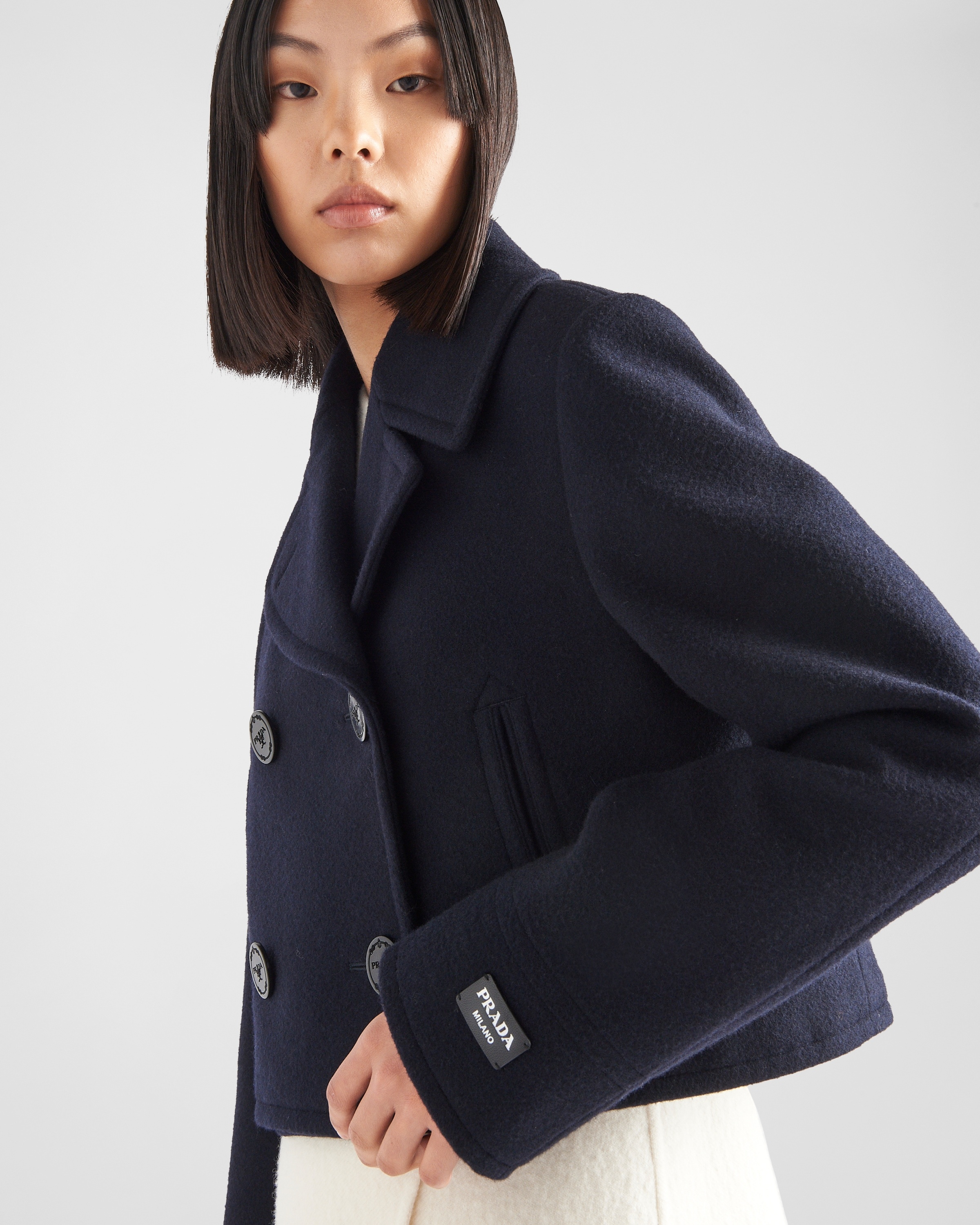 Double-breasted cloth peacoat - 3