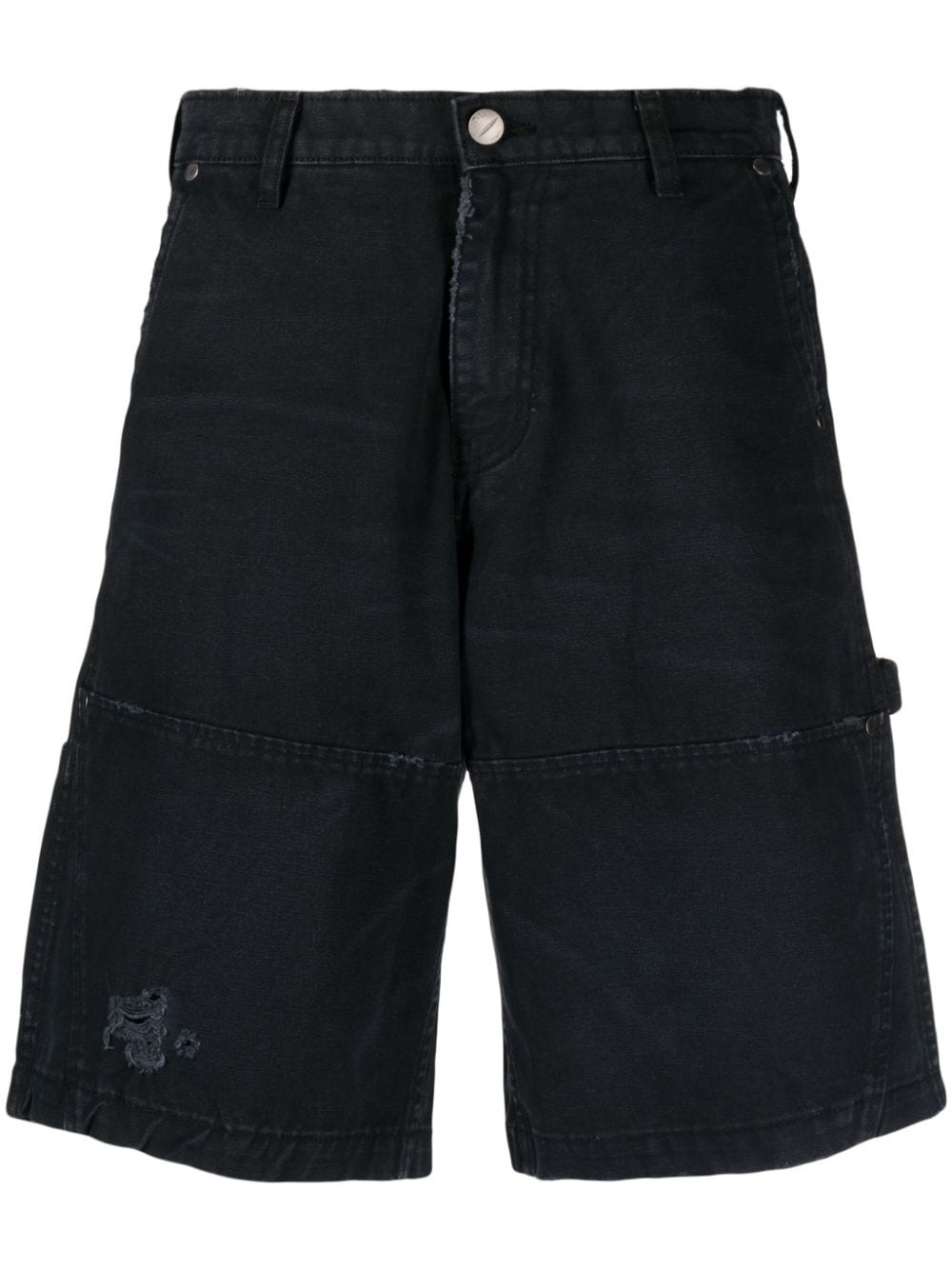 distressed-effect panelled denim shorts - 1