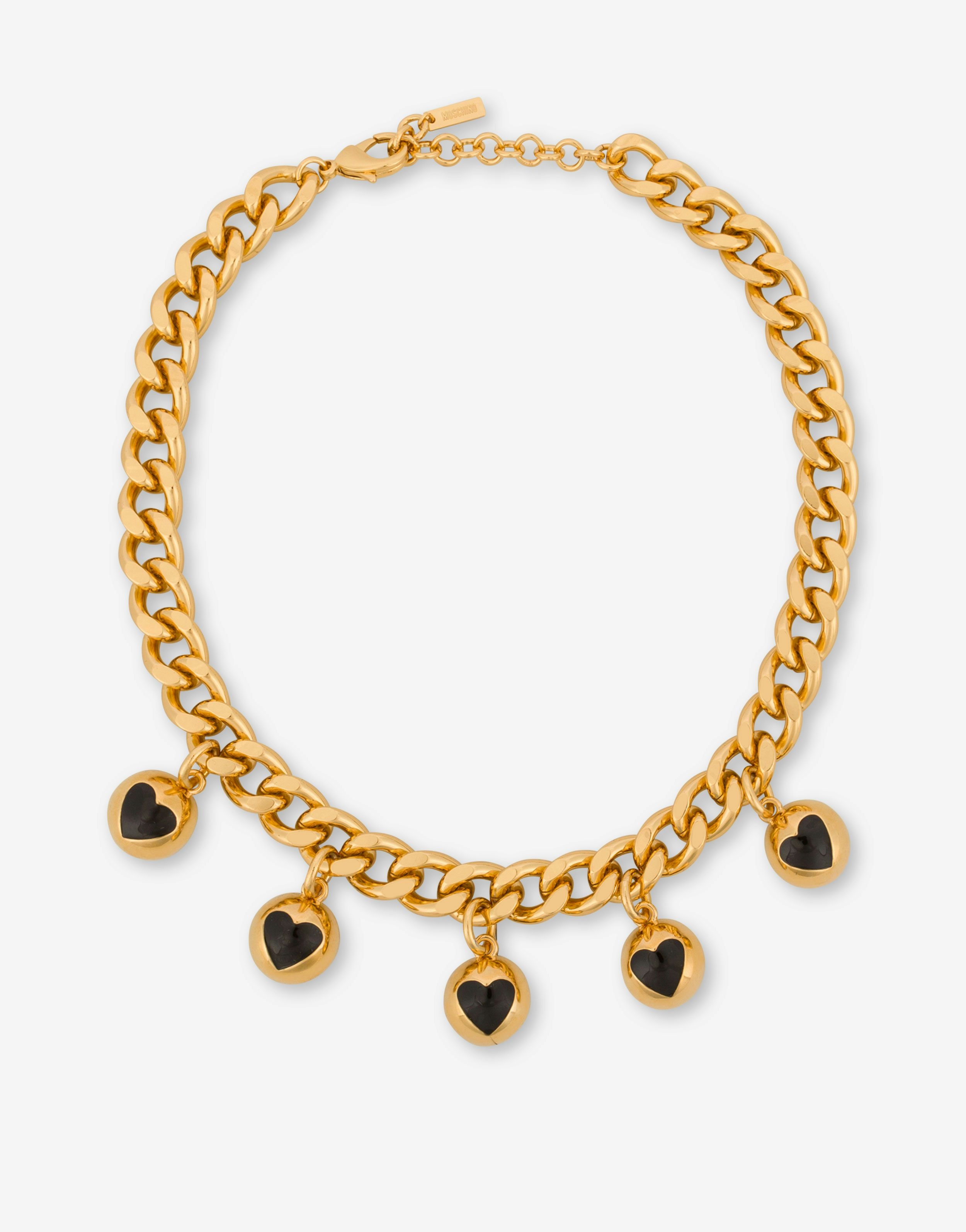 GOLD HEART BUTTONS NECKLACE WITH CHARM - 1