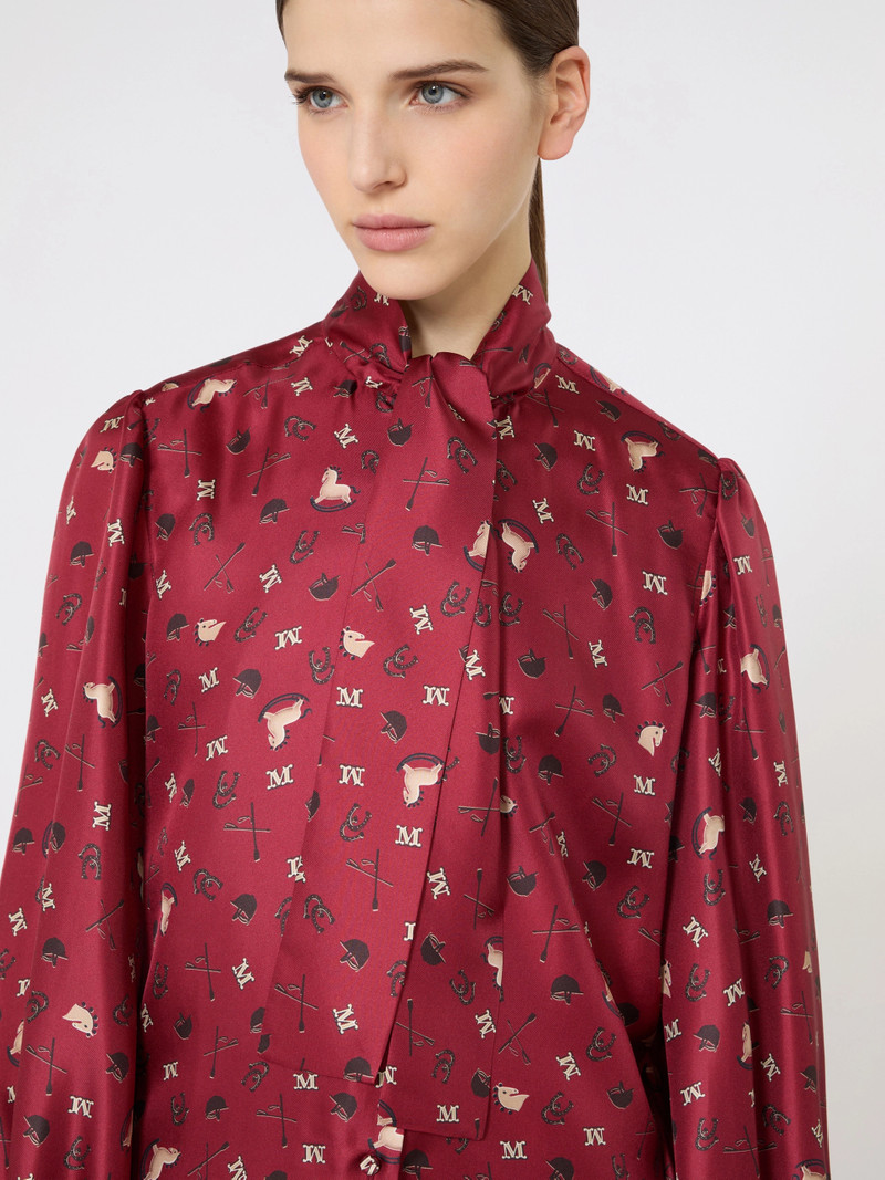 ZUCCA Printed silk pussy-bow shirt - RED 5