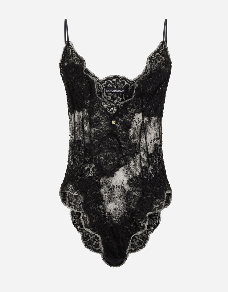 Lace bodysuit with plunging neckline - 1