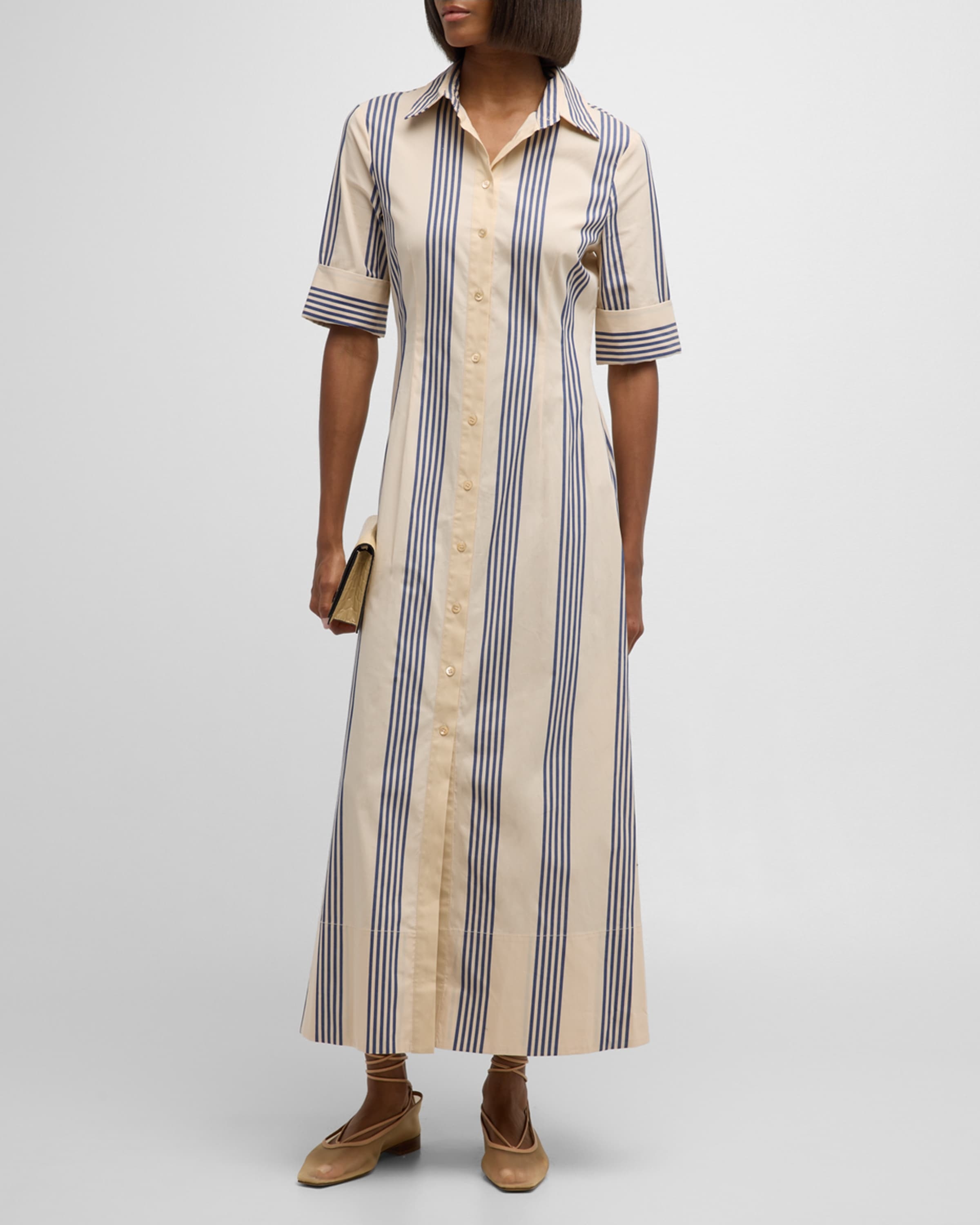 Joan Cotton Poplin Stripe Maxi Dress - 2