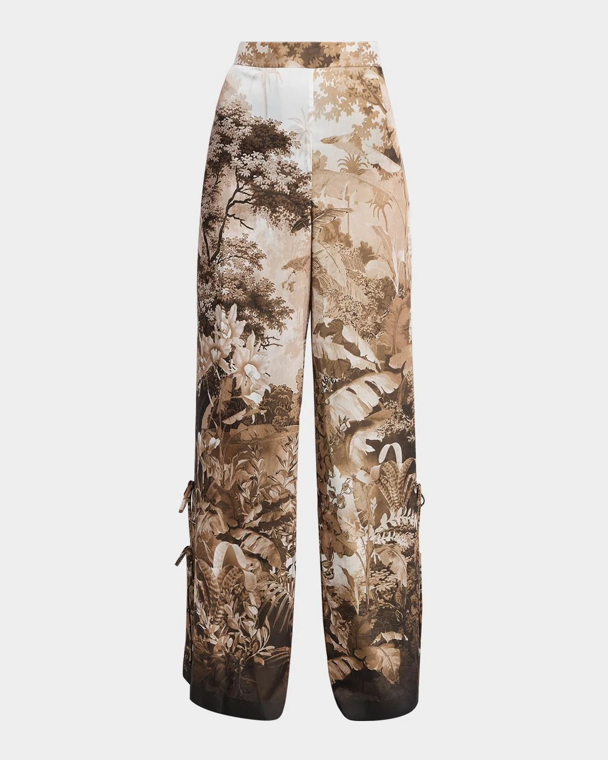 Helena Wide-Leg Botanical-Print Pants - 1