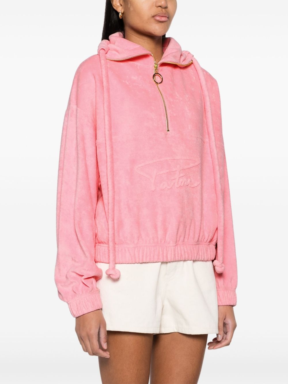 half-zip terrycloth hoodie - 3