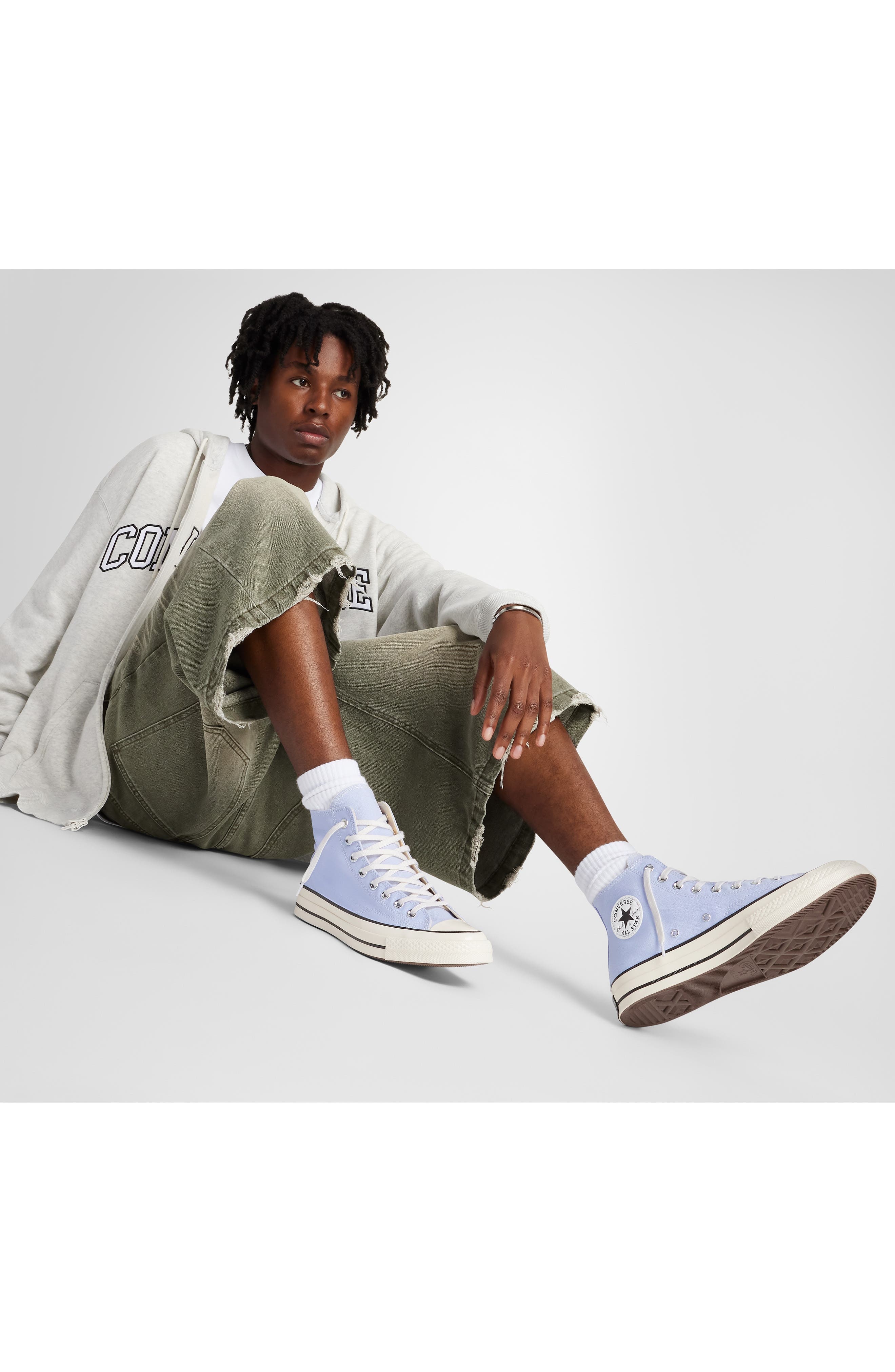 Converse Gender Inclusive Chuck 70 High Top Sneaker in Blueberry Ice/Egret/Black at Nordstrom - 2