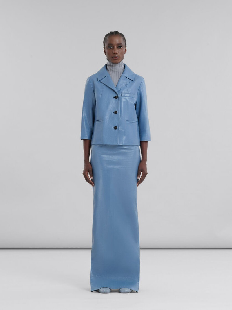 Marni BLUE SHINY LEATHER JACKET outlook