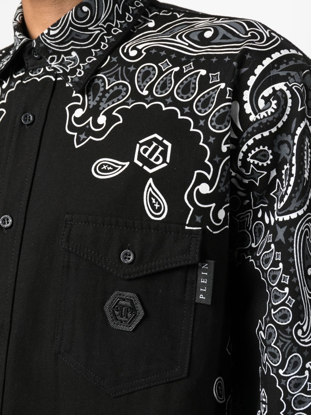 PHILIPP PLEIN paisley-print denim shirt | REVERSIBLE