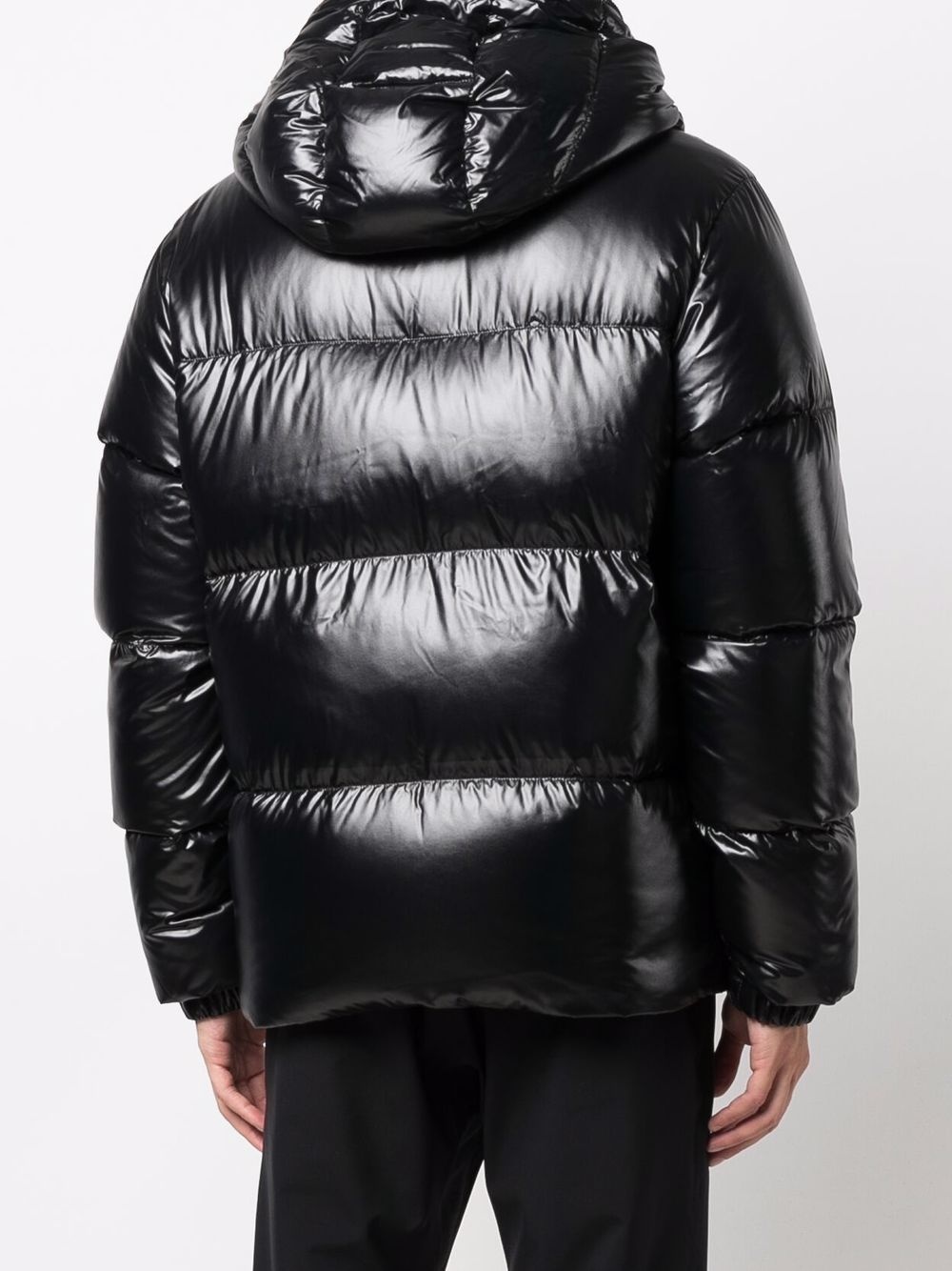 logo-patch feather-down puffer jacket - 4