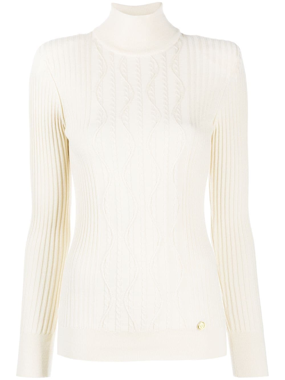 high-neck cable-knit jumper - 1