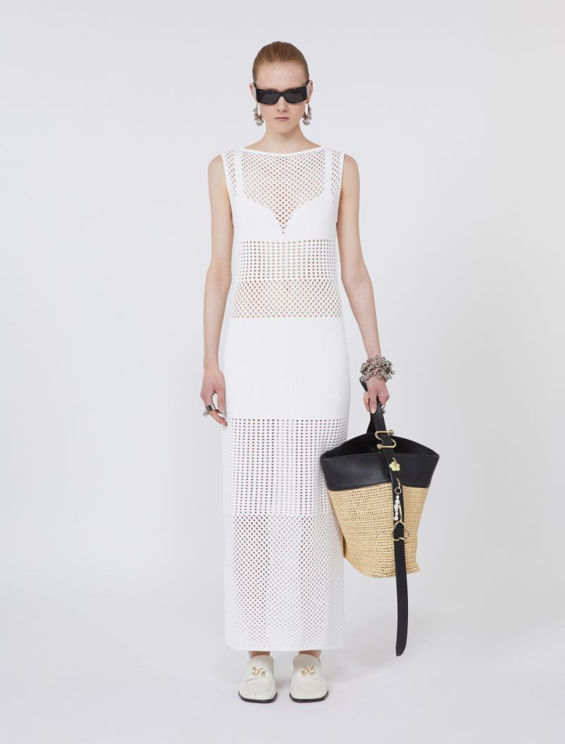 Sportmax Long stretch viscose dress - white outlook