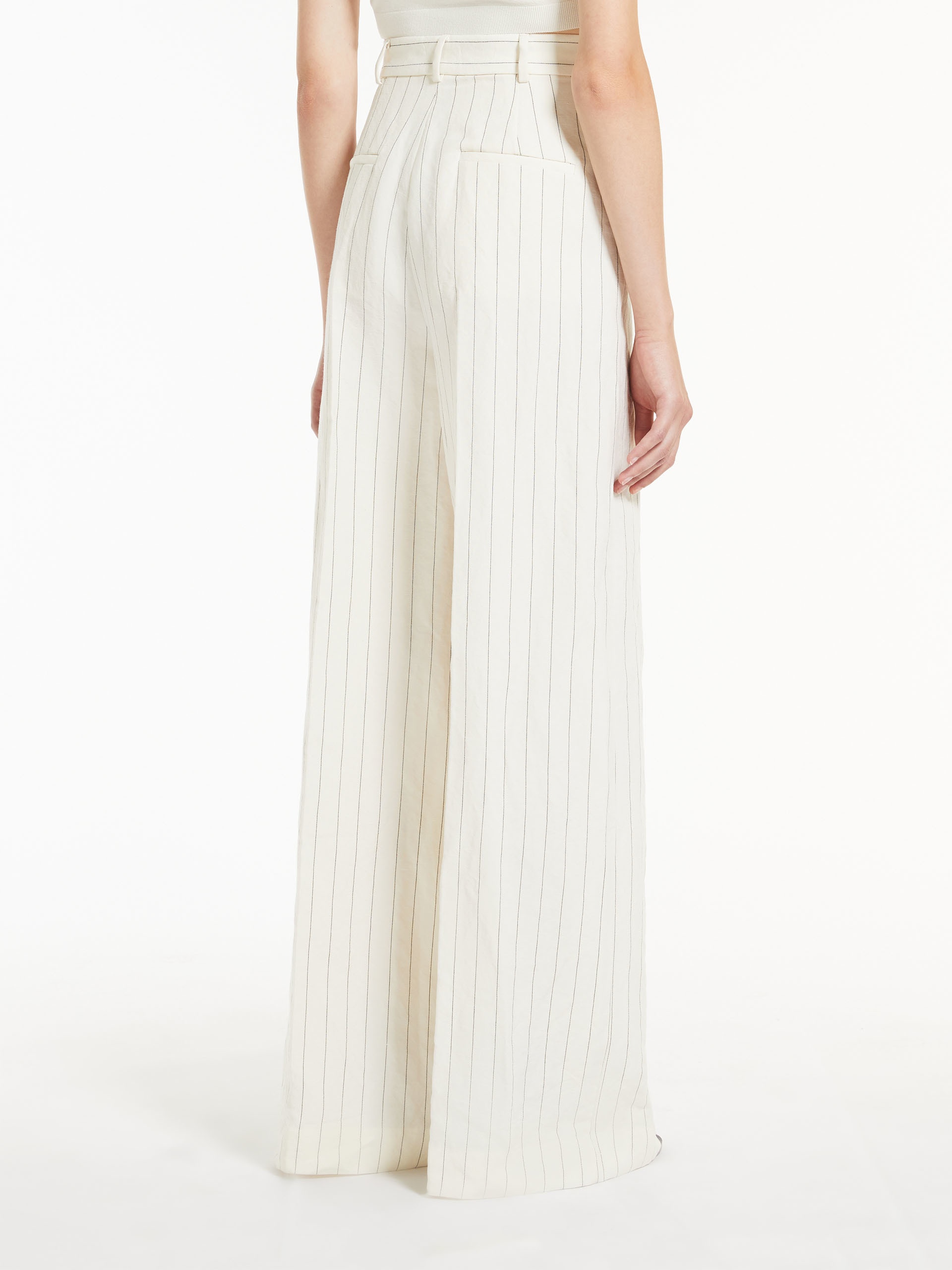 GIULIVA Pinstriped canvas wide trousers - 4