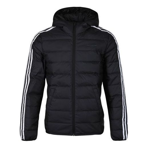 adidas neo Windproof Stay Warm Casual hooded Zipper Down Jacket Black GJ8784 - 1