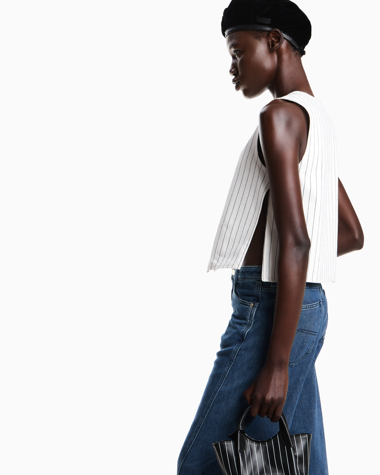 SINGLE-BREASTED WAISTCOAT IN GARMENT-DYED STRIPED BULL - 5