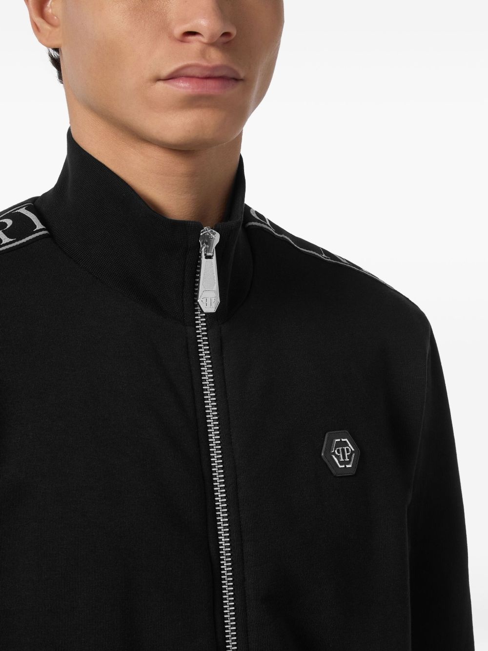 logo-tape zip-up track jacket - 4