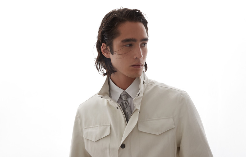 Linen and silk bonded panama field jacket with heat-bonded seams 6