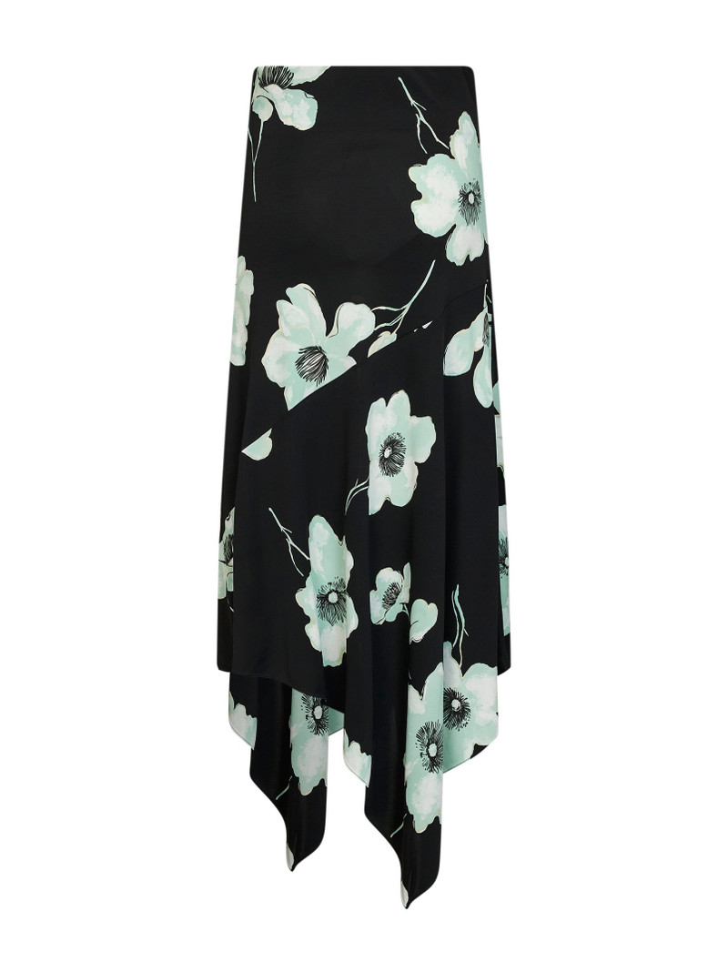Alaïa Black and aqua printed jersey asymmetric midi skirt outlook