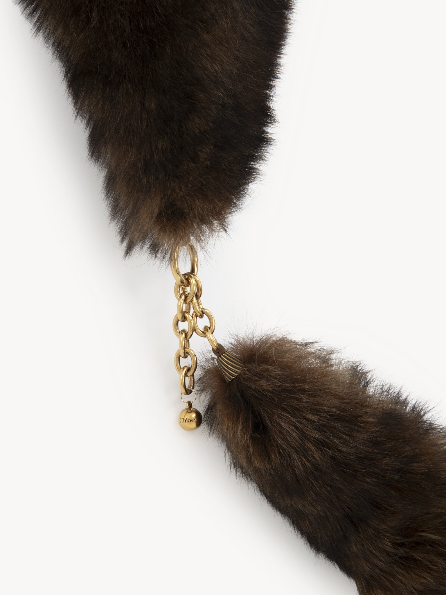 THE CHLOÉ CHAIN TAILS SCARF IN SHEARLING - 3