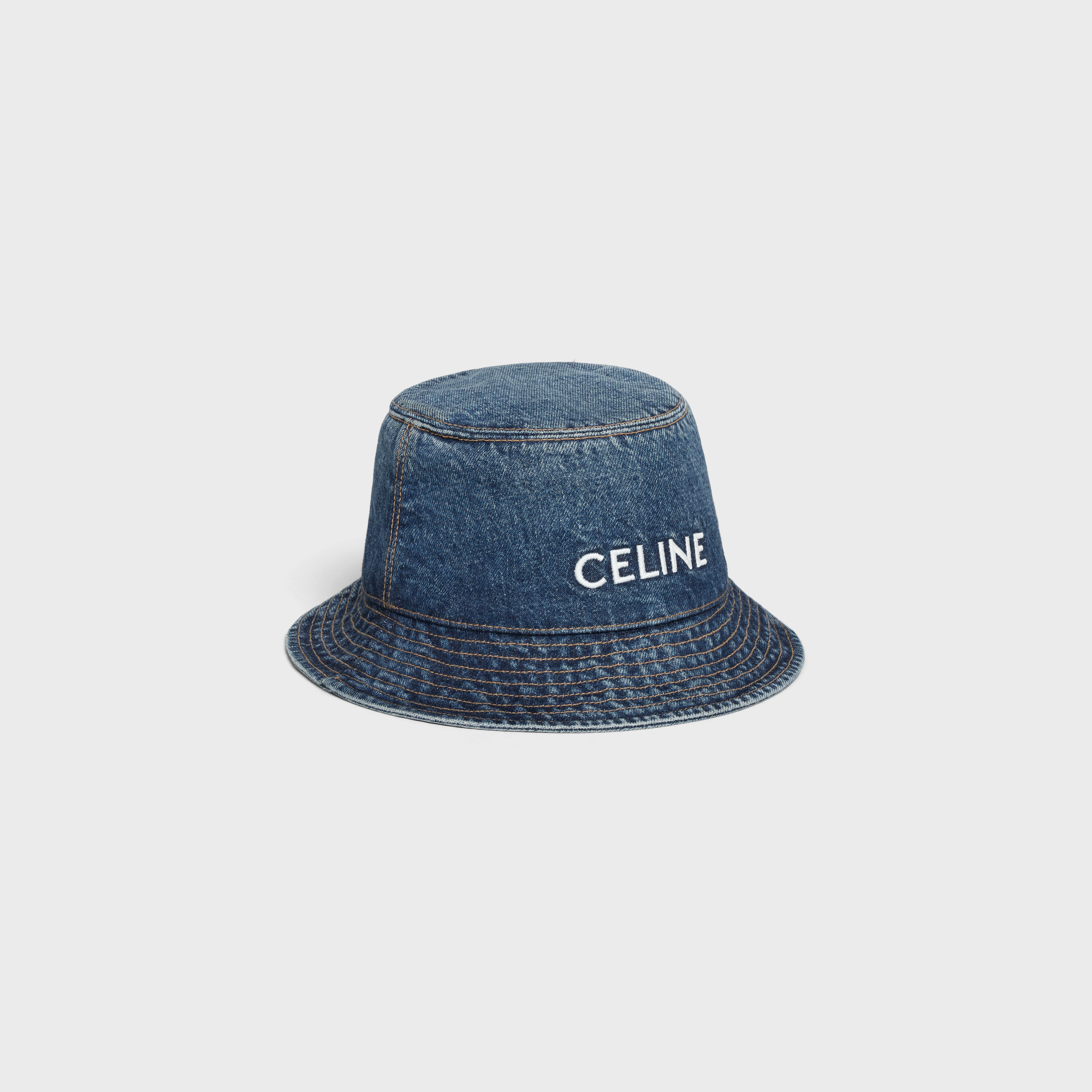 Celine embroidered union wash denim bucket hat - 2