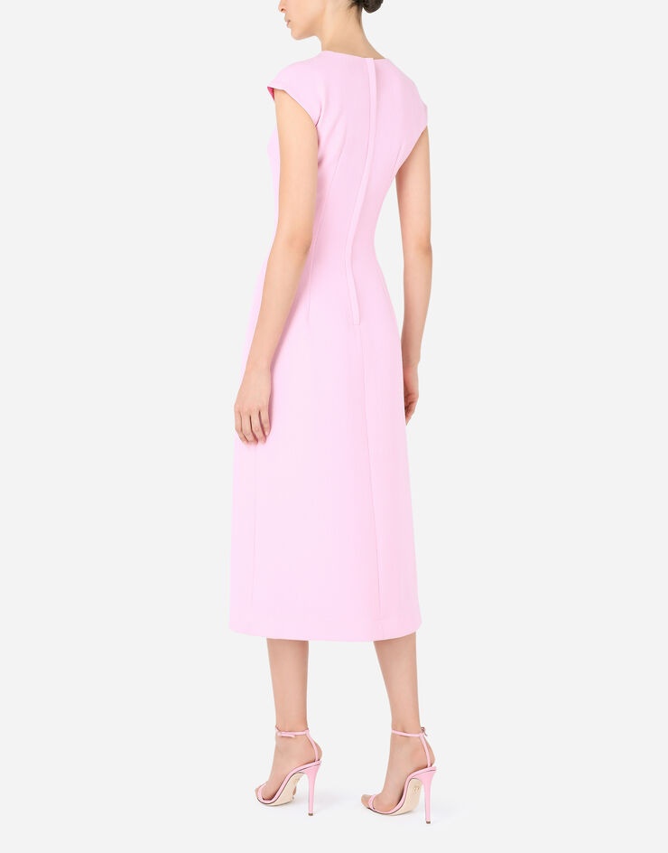 Crepe calf-length dress with slit - 5