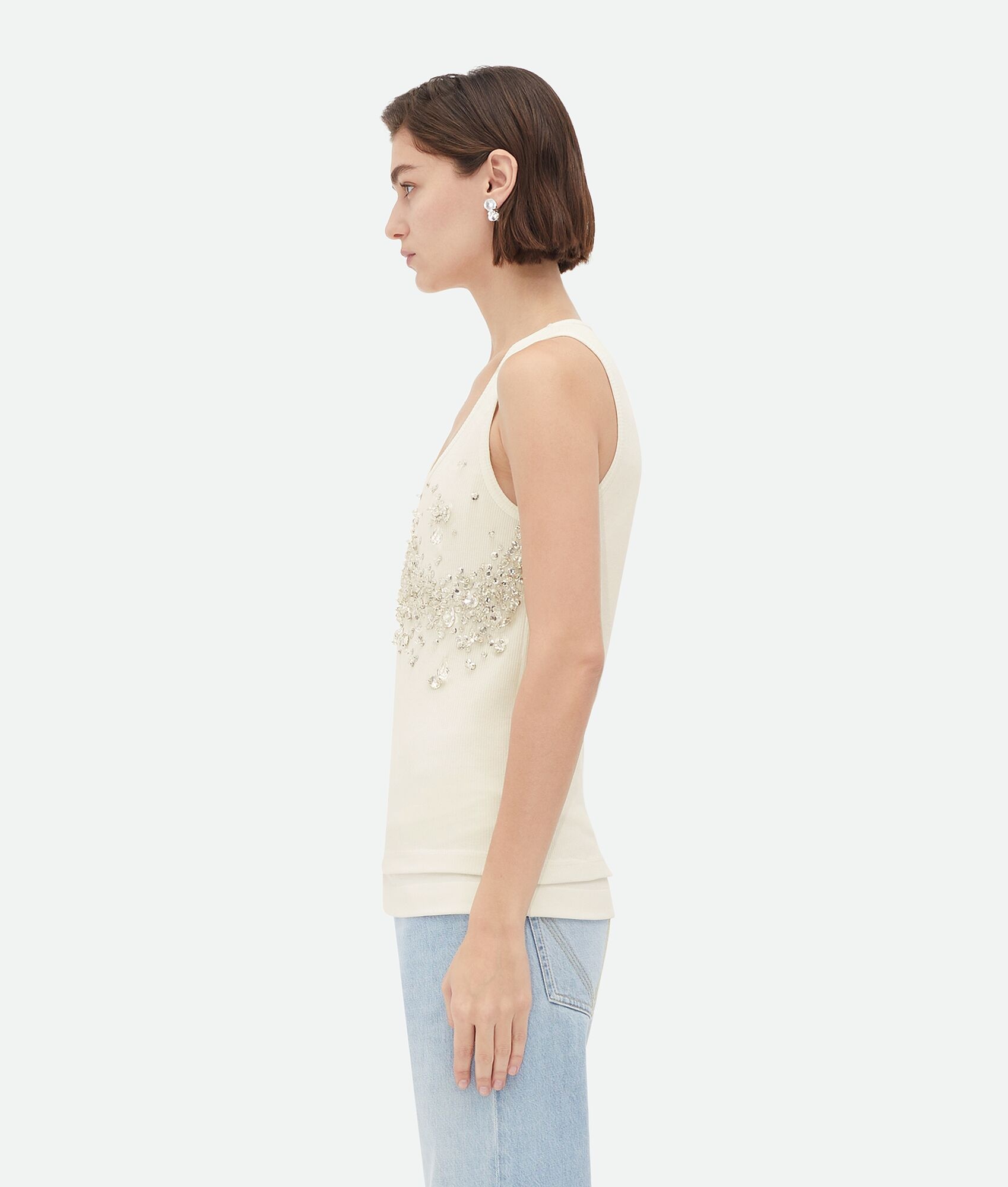 Crystal Embroidered Jersey Tank Top - 2