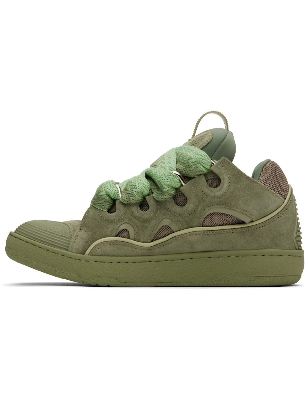 Khaki Curb Leather Sneakers - 3
