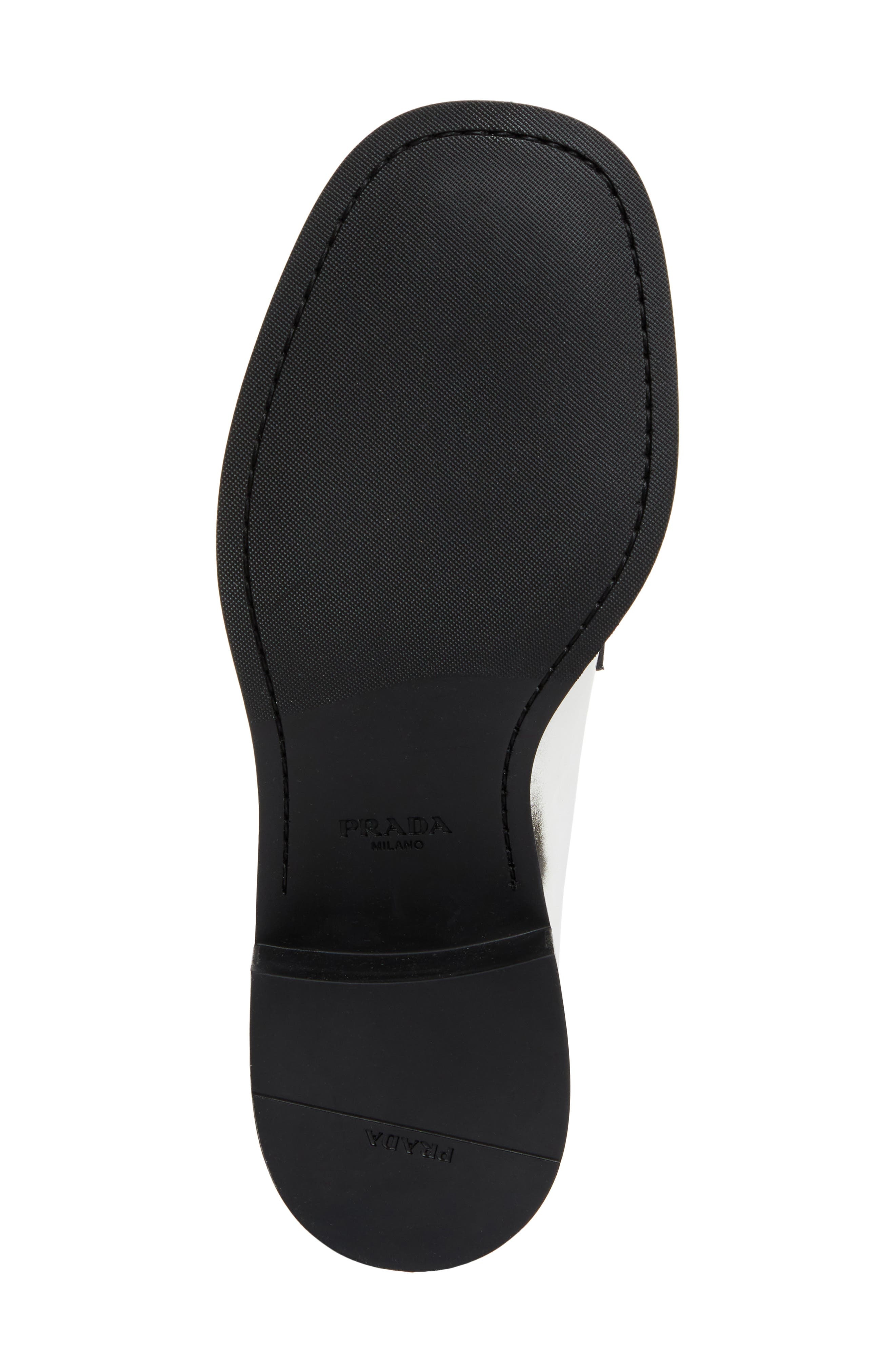 Prada Two-Tone Calfskin Leather Loafer in Bianco at Nordstrom - 6