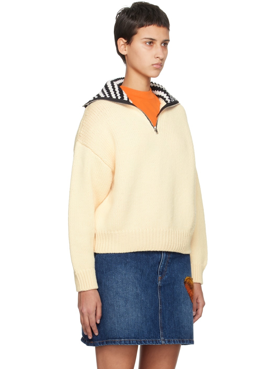 Off-White Half-Zip Sweater - 2