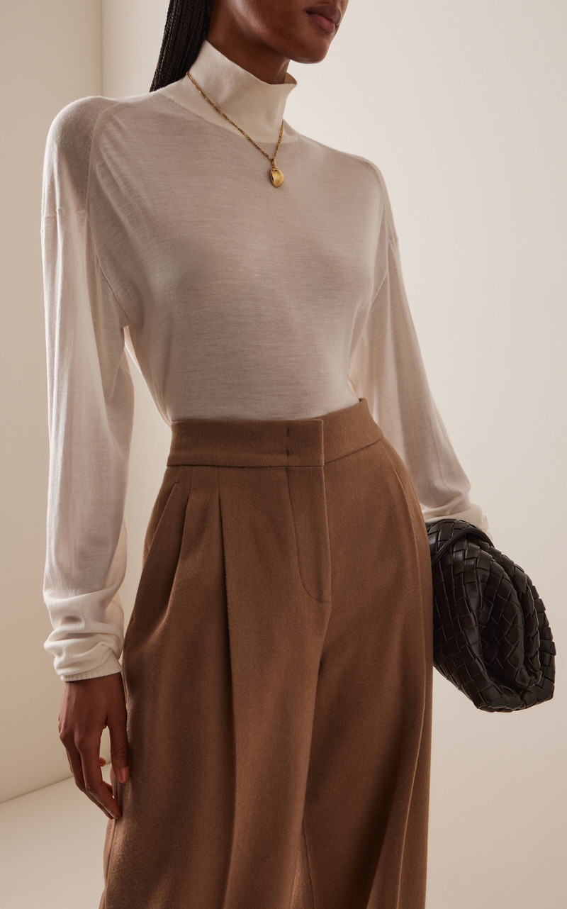 Another Tomorrow Wool Turtleneck Sweater off-white outlook