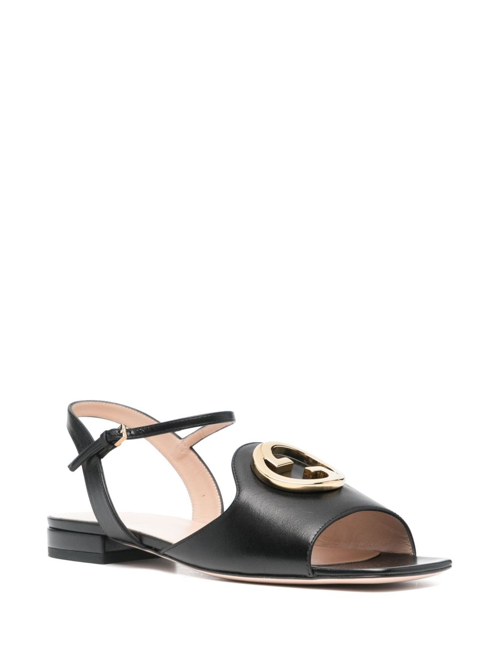 logo-plaque leather sandals - 2