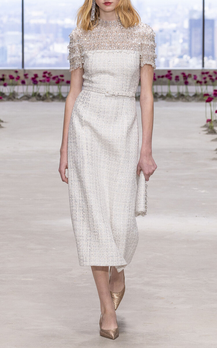 Embellished Tweed Midi Dress ivory - 5