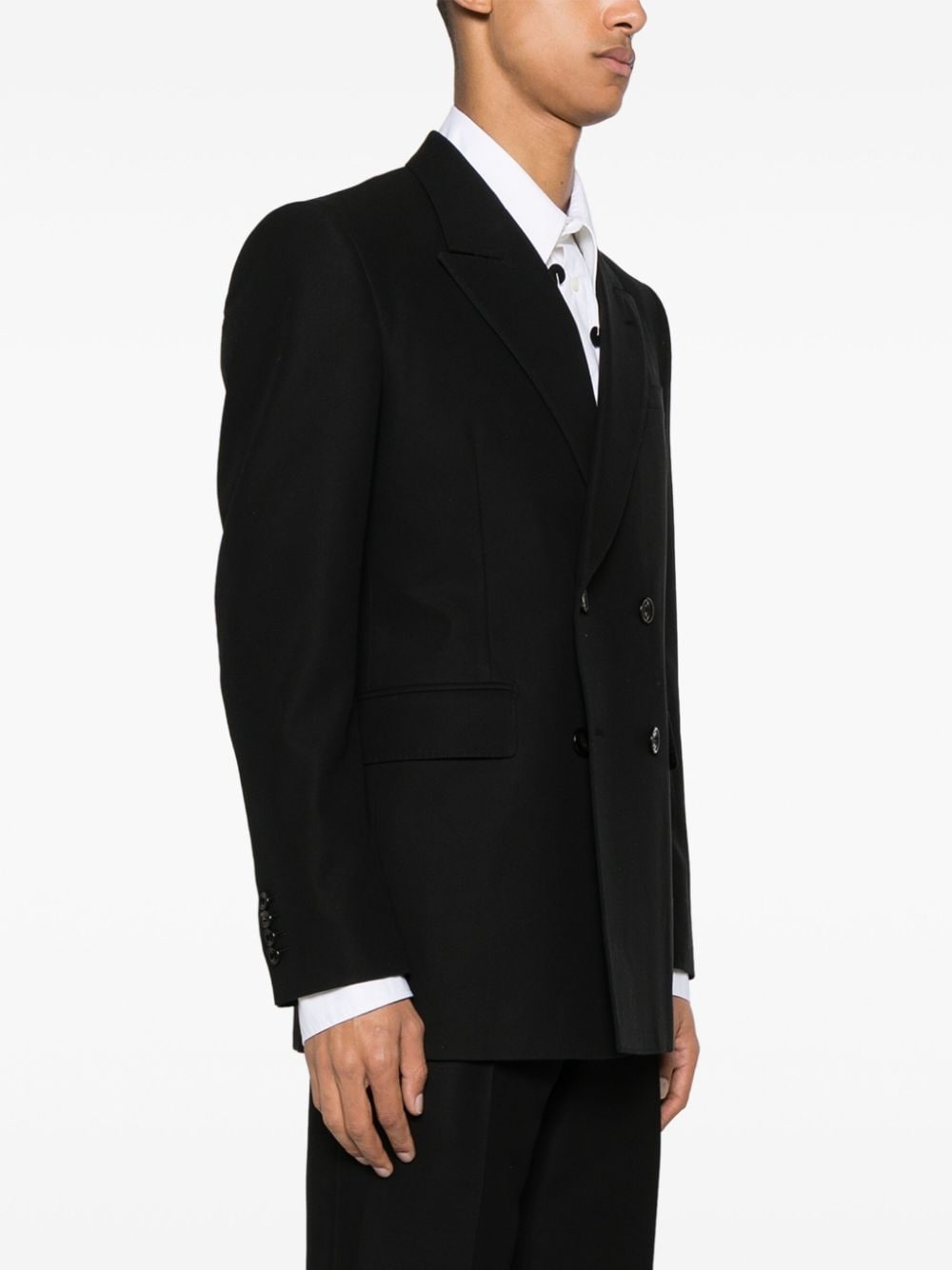 double-breasted cotton blazer - 3