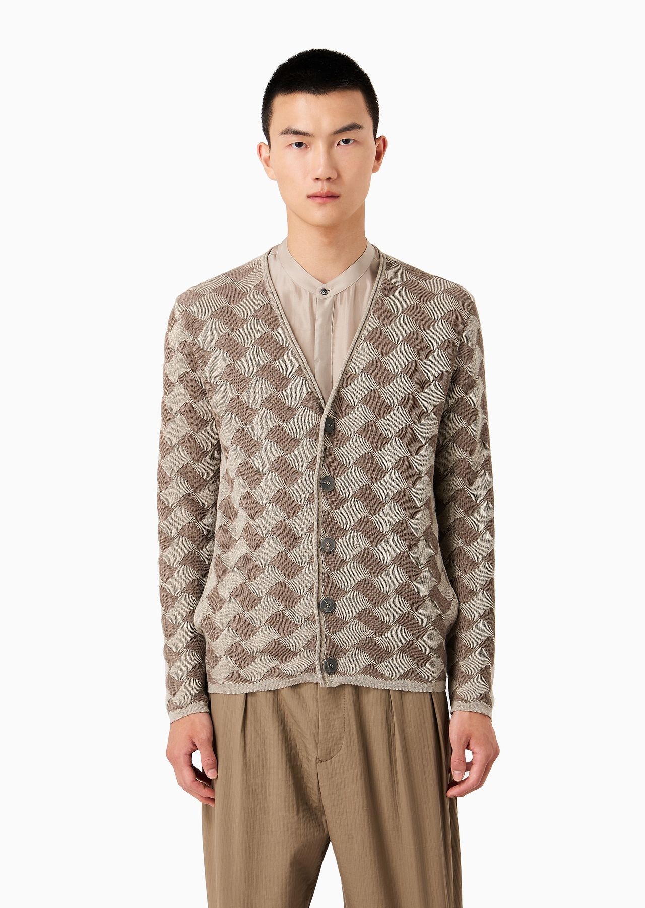 Jacquard cotton, Lyocell and cashmere cardigan - 2